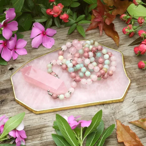 Pendentif Quartz rose de chez gaia exposition du produit